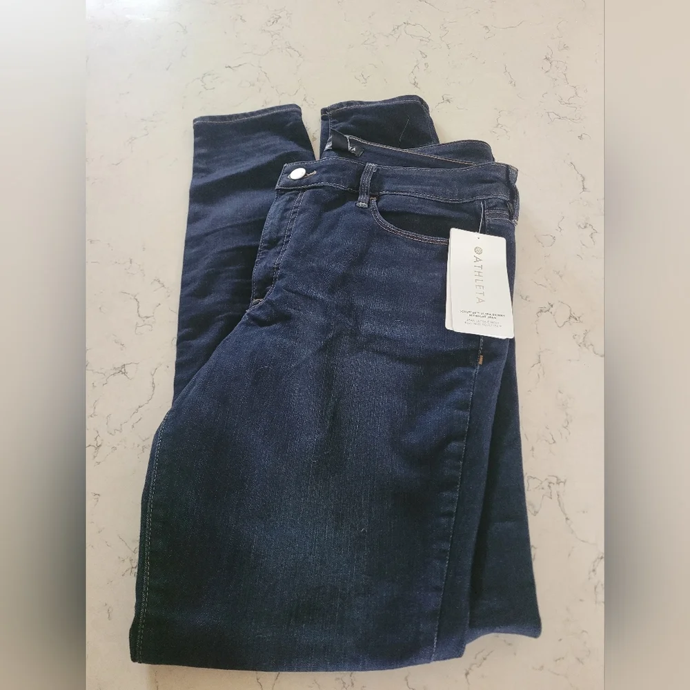 Athleta Ultra Skinny Sculptek Midnight Jeans Size 16 - Picture 3 of 7